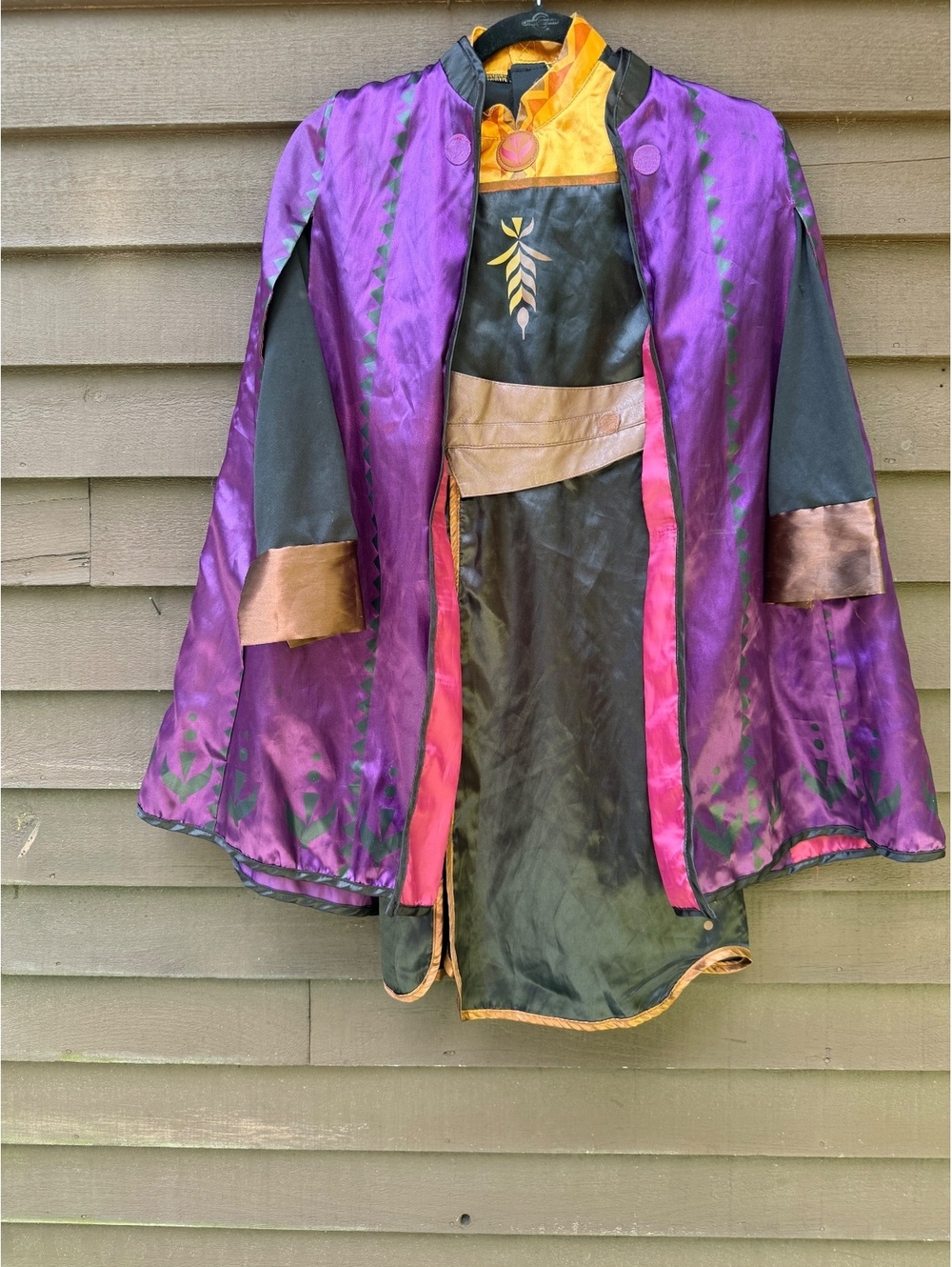 Disney Frozen 2 Anna Costume Dress Purple Cape Girls Halloween Cosplay